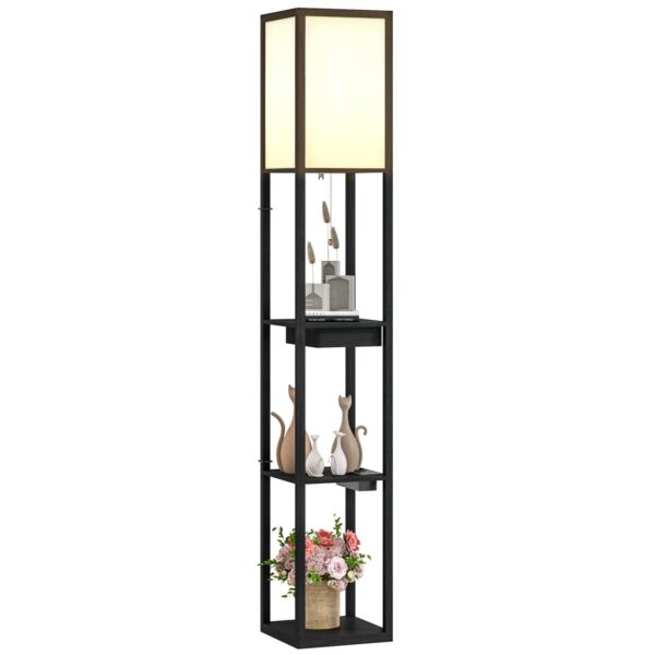 HOMCOM Stehlampe MDF Sperrholz 26L x 26B x 159H cm Schwarz Weiß HOMCOM Stehlampe MDF Sperrholz 26L x 26B x 159H cm Schwarz Weiß