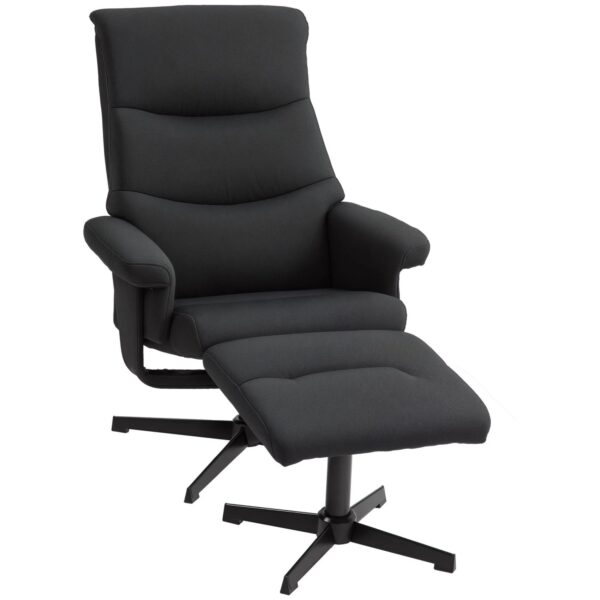 HOMCOM Relaxsessel mit Hocker Polyester Schwarz 74L x 81B x 102H cm HOMCOM Relaxsessel mit Hocker Polyester Schwarz 74L x 81B x 102H cm