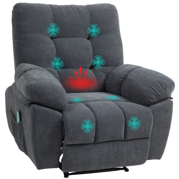 HOMCOM Massagesessel Polyester Stahl 102L x 100B x 107H cm Dunkelgrau
