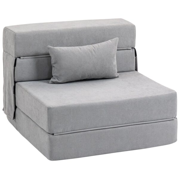 HOMCOM 3 in 1 Schlafsessel Klappbares Schlafsofa mit Bettfunktion Hellgrau