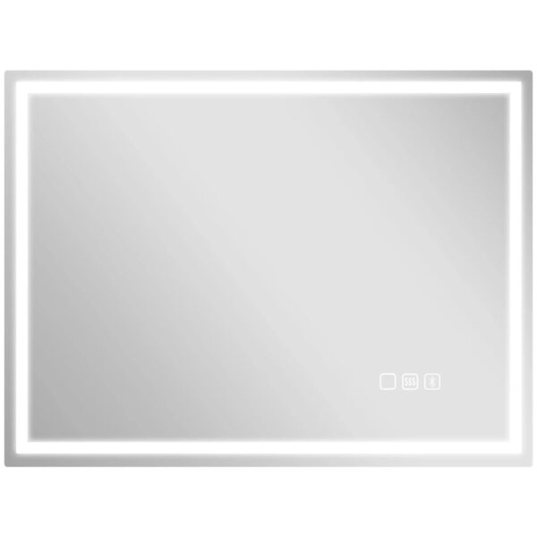 HOMCOM Badezimmerspiegel Gehärtetes Glas 80L x 60B x 3,5H cm Silber