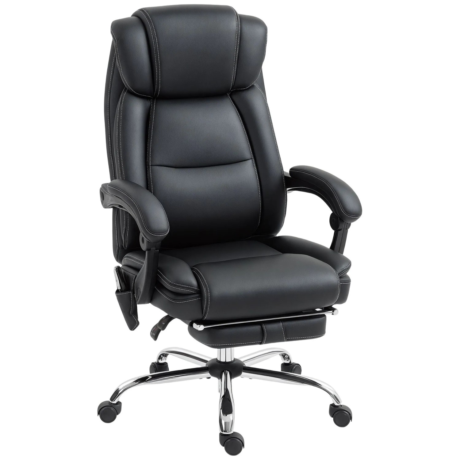 HOMCOM Bürostuhl mit Massagefunktion Polyurethan 72L x 67B x 111-119H cm Schwarz