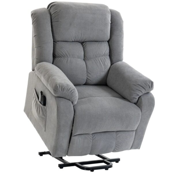 HOMCOM Fernsehsessel mit Aufstehhilfe Polyester Stahl 92B x 102T x 104H cm Hellgrau