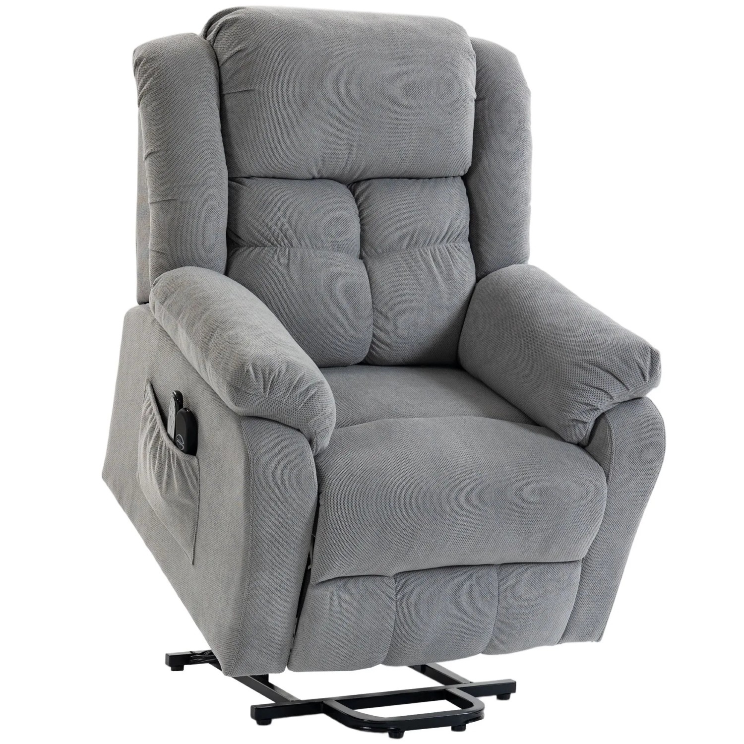 HOMCOM Fernsehsessel mit Aufstehhilfe Polyester Stahl 92B x 102T x 104H cm Hellgrau