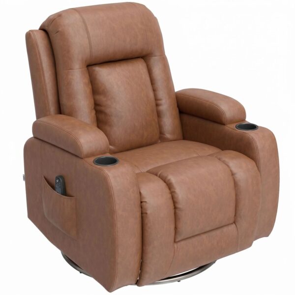 HOMCOM Massagesessel Kunstleder 94L x 85B x 104H cm Hellbraun