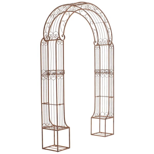 DELUKE Rosenbogen BIRGER 163x34x239,5cm Metall Antik-Braun Rankhilfe Rosen Rankgitter Gartendekoration