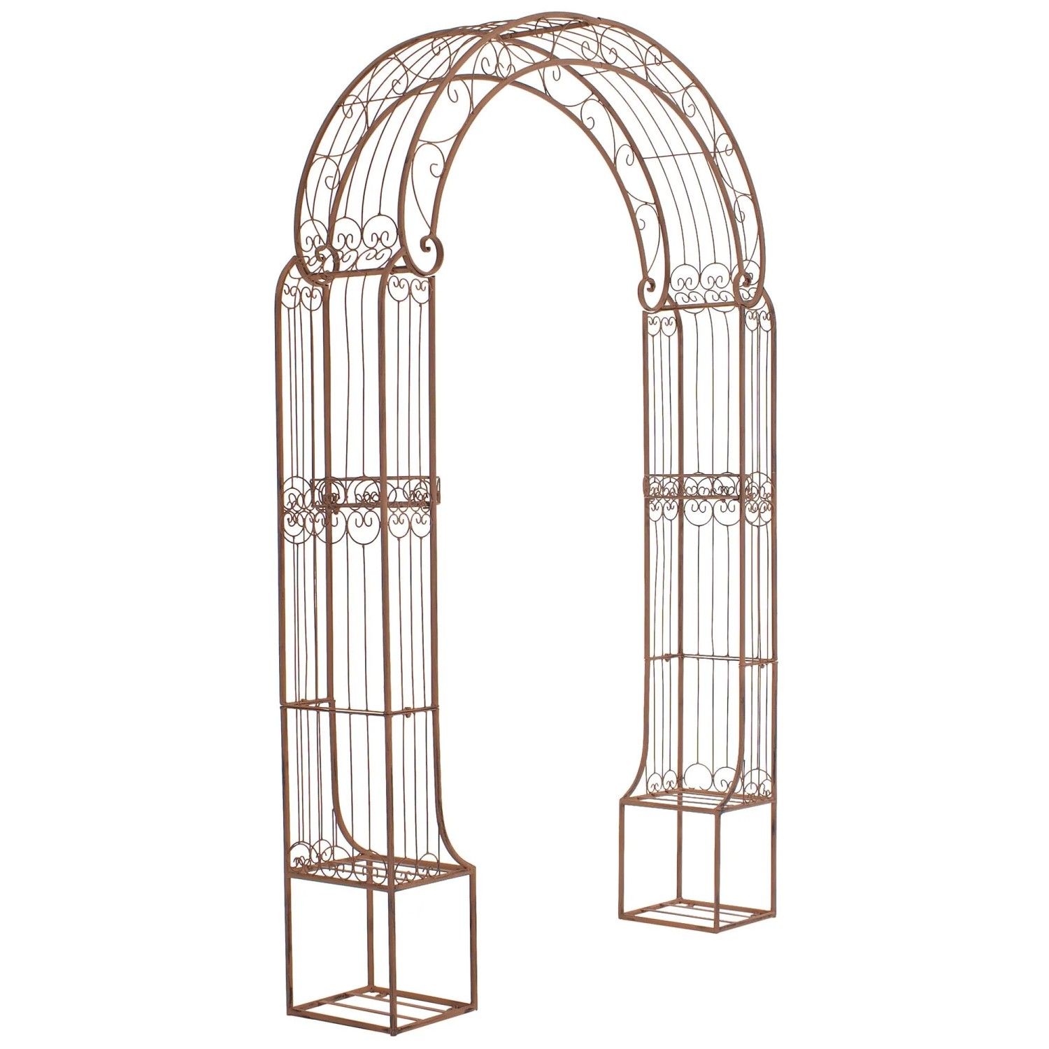 DELUKE Rosenbogen BIRGER 163x34x239,5cm Metall Antik-Braun Rankhilfe Rosen Rankgitter Gartendekoration