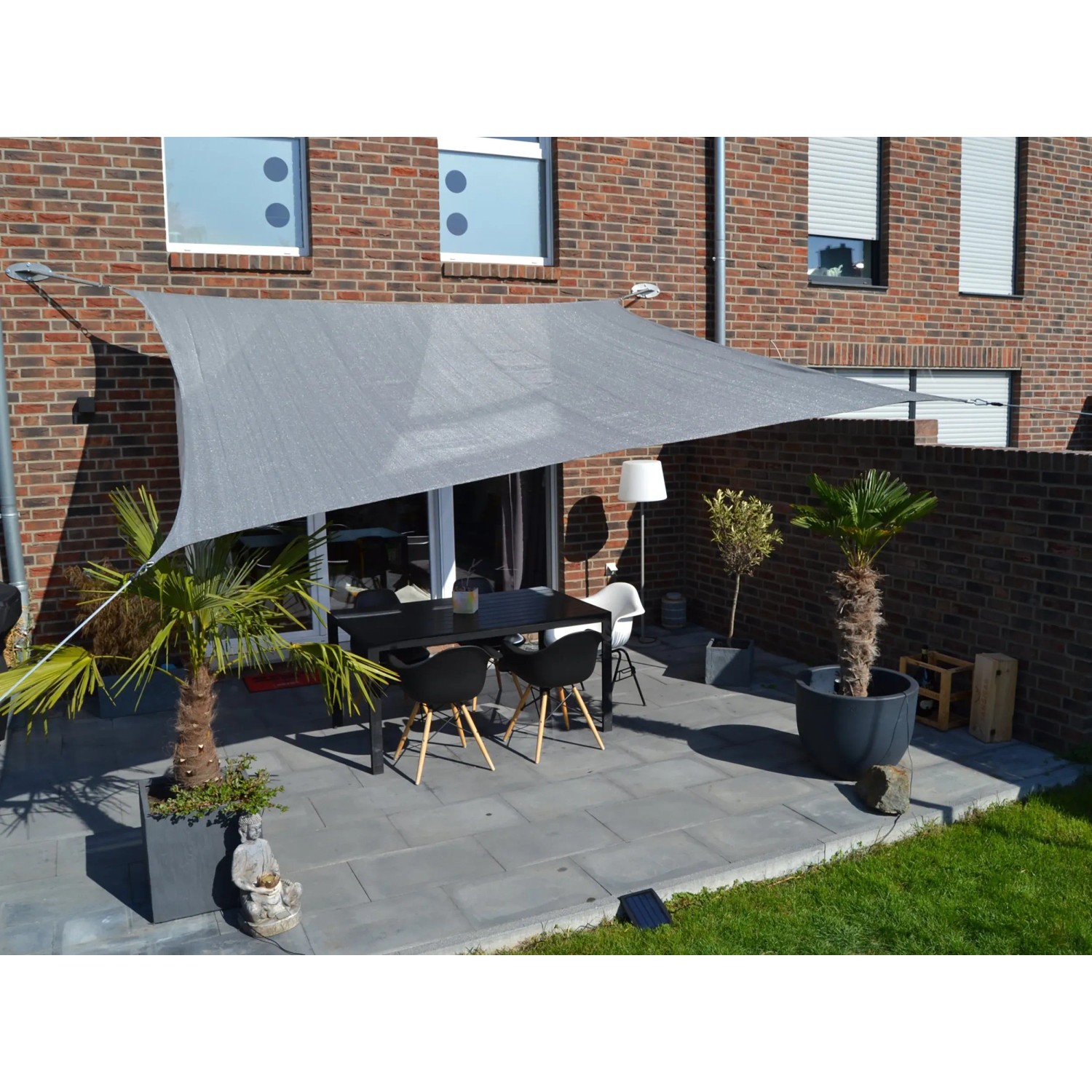 Floracord Vierecksonnensegel HDPE Silbergrau 360 cm x 360 cm