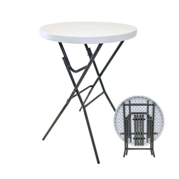 TRUTZHOLM Stehtisch Klappbar Durchmesser 80cm Tischplatte Höhe 110cm Weiß