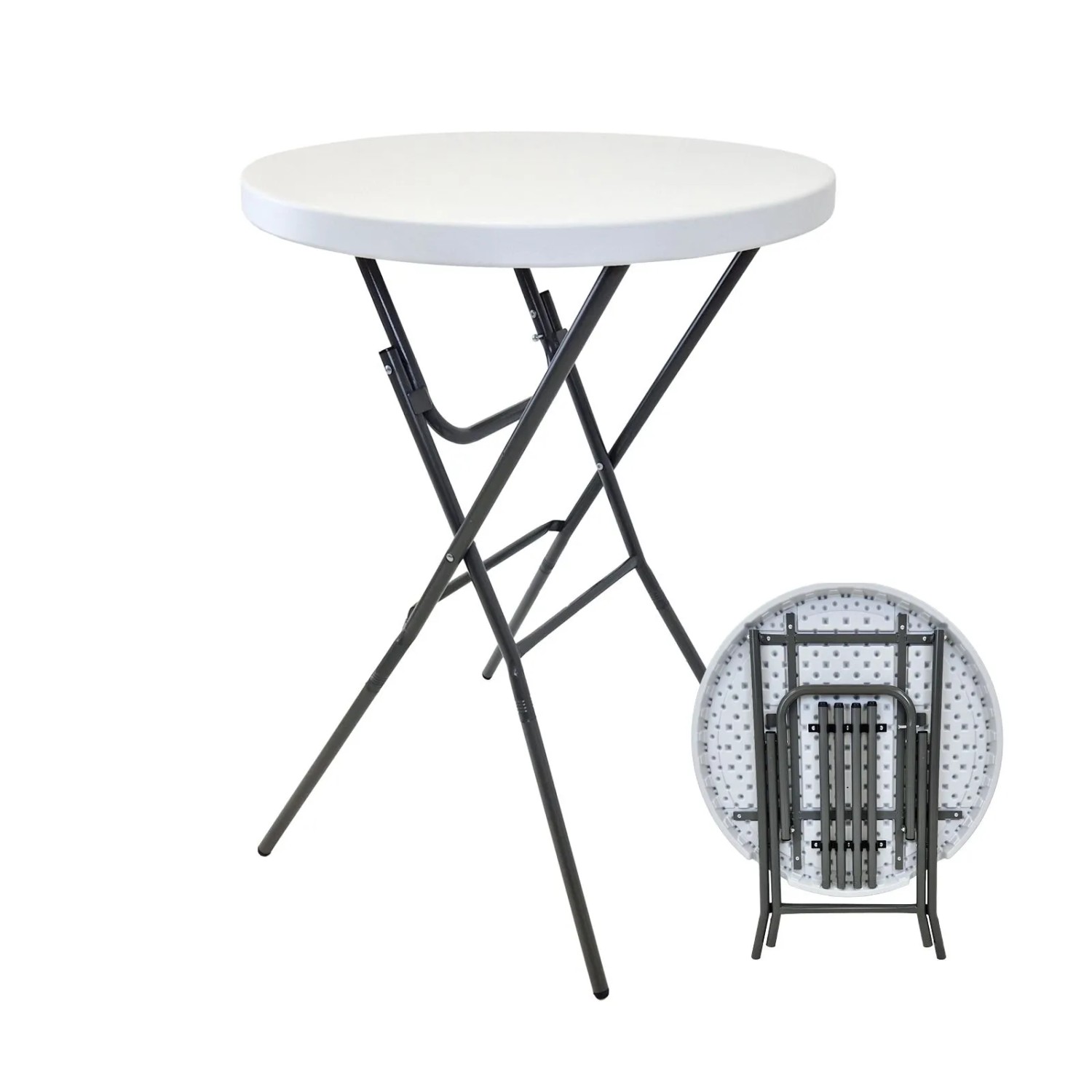 TRUTZHOLM Stehtisch Klappbar Durchmesser 80cm Tischplatte Höhe 110cm Weiß
