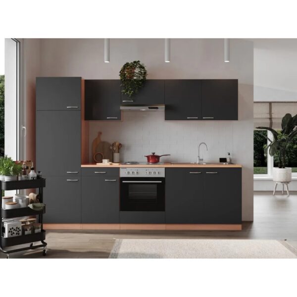 Respekta Küchenzeile KB270BGE 270 cm Grau-Buche Nachbildung Respekta Küchenzeile KB270BGE 270 cm Grau-Buche Nachbildung
