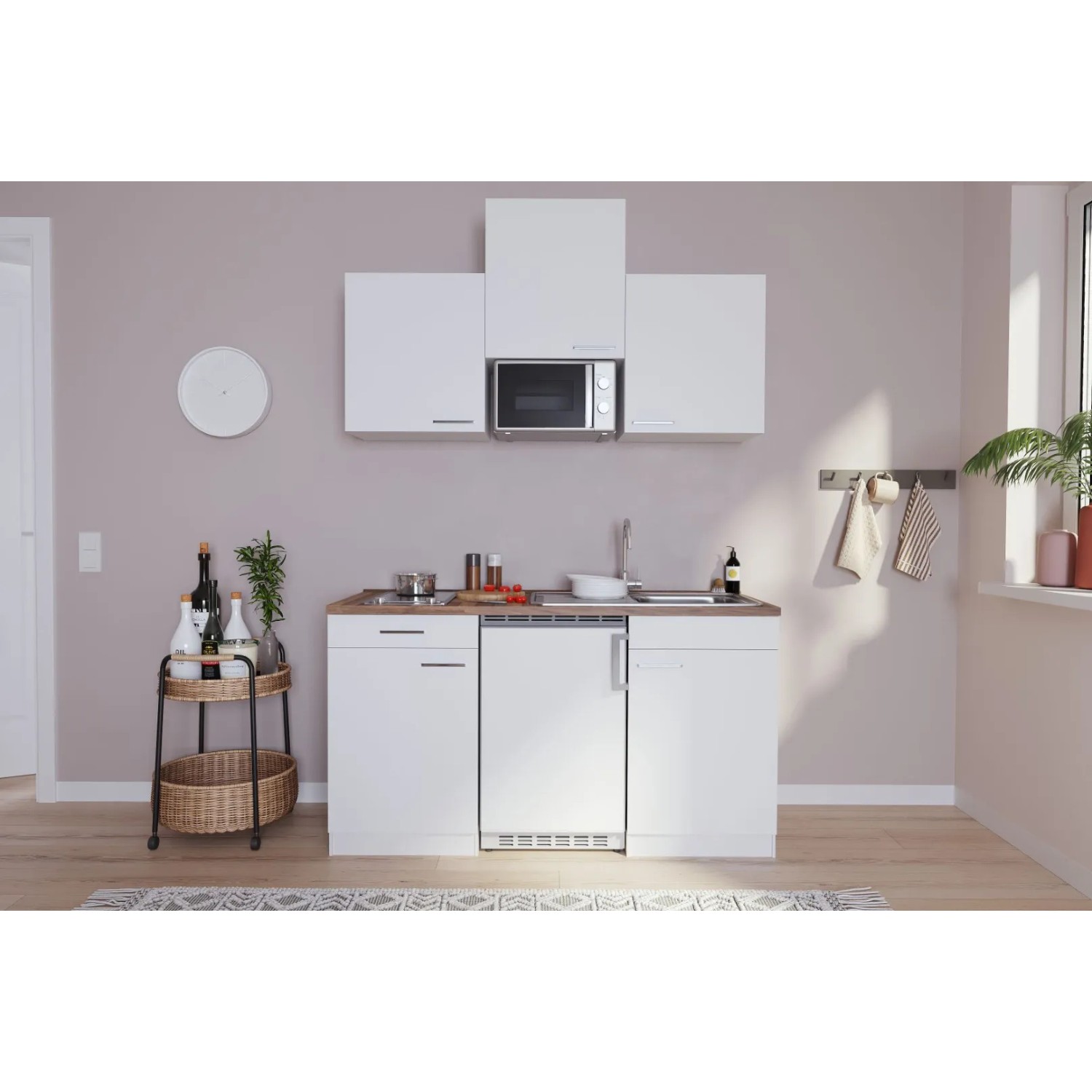 Respekta Economy Küchenzeile KB150WWMIC 150 cm Weiß