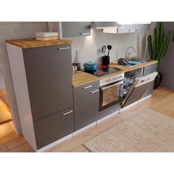 Respekta Economy Küchenzeile KB280WGC 280 cm Grau-Weiß
