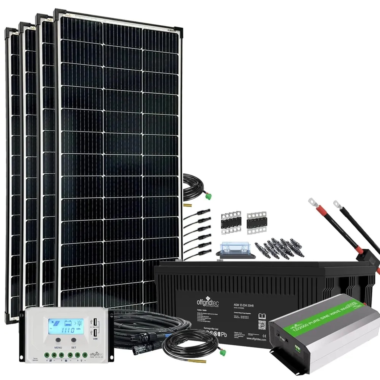 Offgridtec Autark XXL-Master 600W Solaranlage 2000W AC Leistung 260Ah AGM Akku 12V 230V