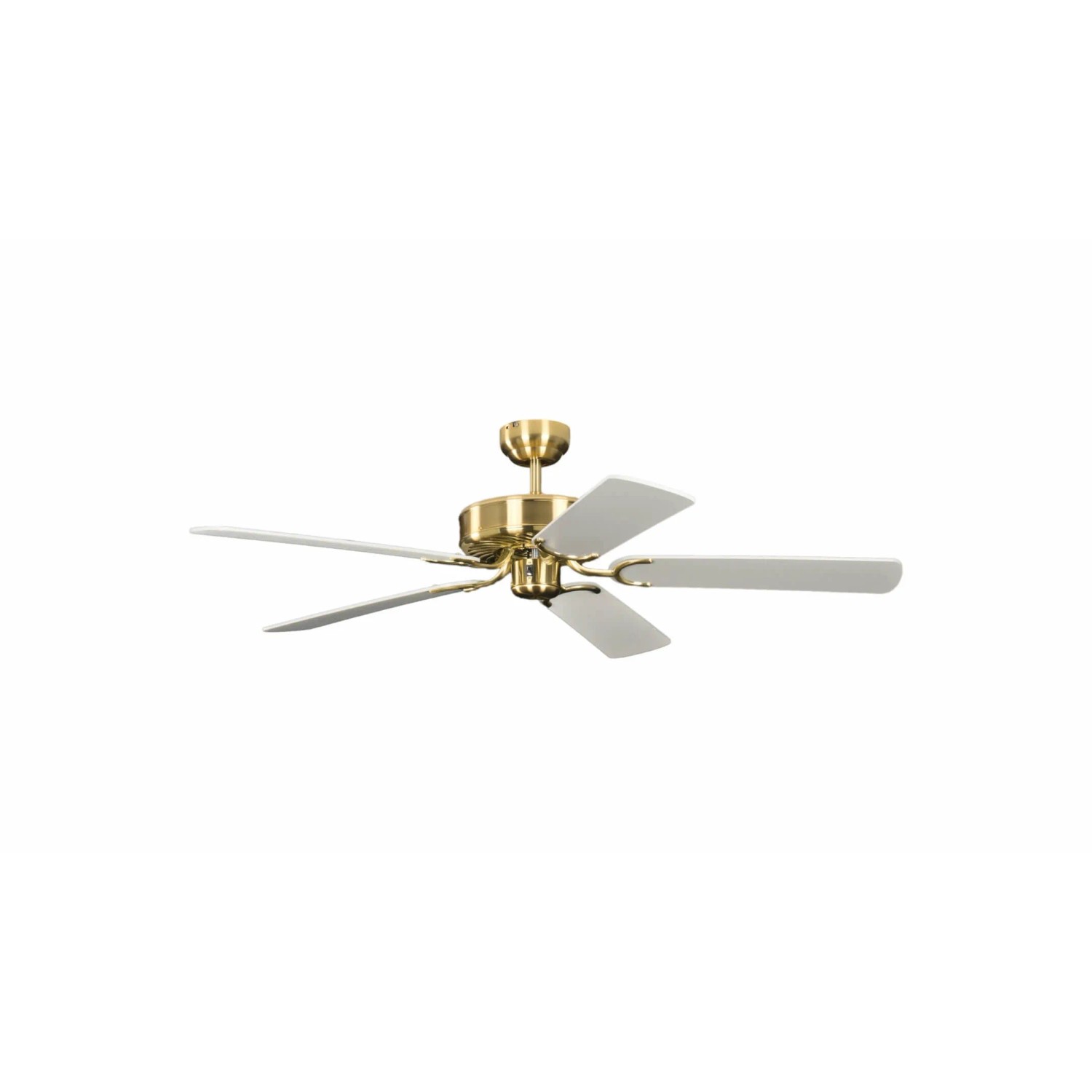 Pepeo Deckenventilator Potkuri Messing seidenmatt - Weiß 132 cm mit Zugkette
