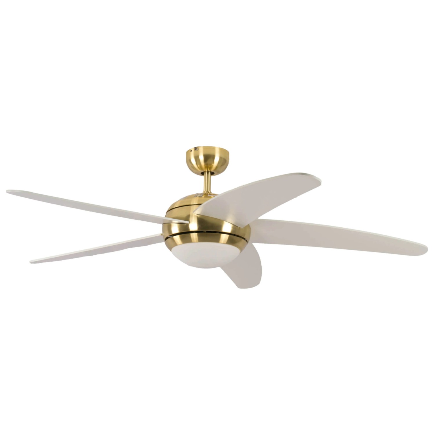 Pepeo Deckenventilator Melton Messing - Weiß 132 cm mit Beleuchtung und Fernbedienung