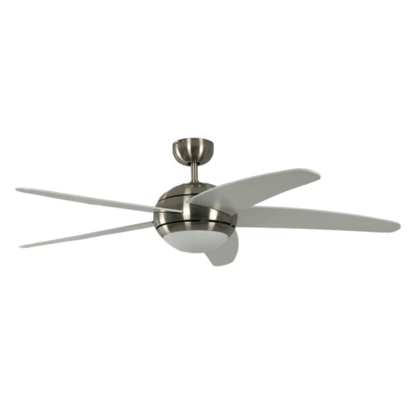 Pepeo Deckenventilator Melton Nickel - Weiß 132 cm mit Beleuchtung und Fernbedienung