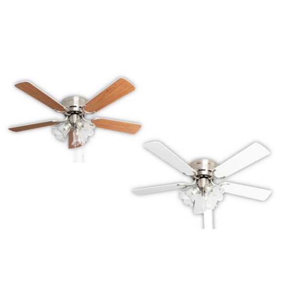Pepeo Extra flacher Deckenventilator Pepeo Kisa Deluxe Nickel Gebürstet Flügel Weiß - Ahorn mit Beleuchtung Pepeo Extra flacher Deckenventilator Pepeo Kisa Deluxe Nickel Gebürstet Flügel Weiß - Ahorn mit Beleuchtung