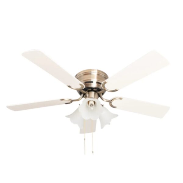 Pepeo Extra flacher Deckenventilator Pepeo Kisa Deluxe Messing Antik Flügel Weiß - Ahorn mit Beleuchtung Pepeo Extra flacher Deckenventilator Pepeo Kisa Deluxe Messing Antik Flügel Weiß - Ahorn mit Beleuchtung