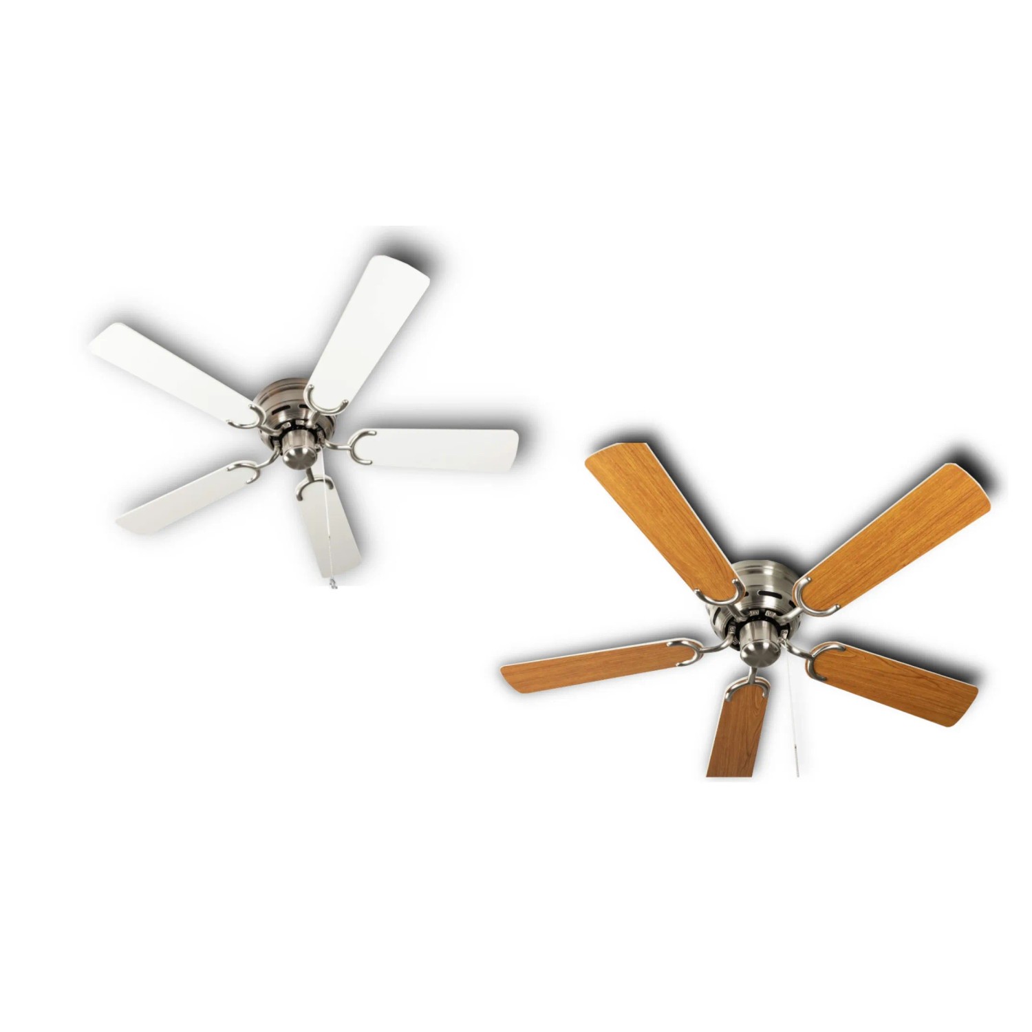 Pepeo Extra flacher Deckenventilator Pepeo Kisa Deluxe Nickel Gebürstet Flügel Weiß - Ahorn