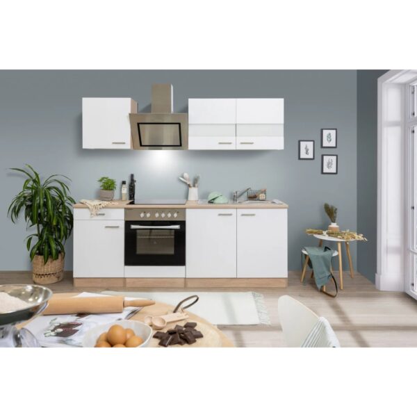 Respekta Economy Küchenzeile KB210ESWSC 210 cm Weiß-Eiche Sägerau Glänzend Respekta Economy Küchenzeile KB210ESWSC 210 cm Weiß-Eiche Sägerau Glänzend