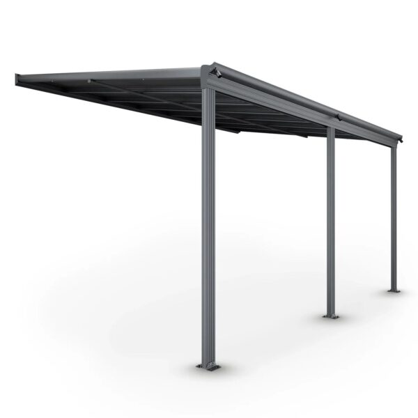 Juskys Aluminium Terrassendach Borneo 4x3m mit Doppelstegplatten in Dunkelgrau