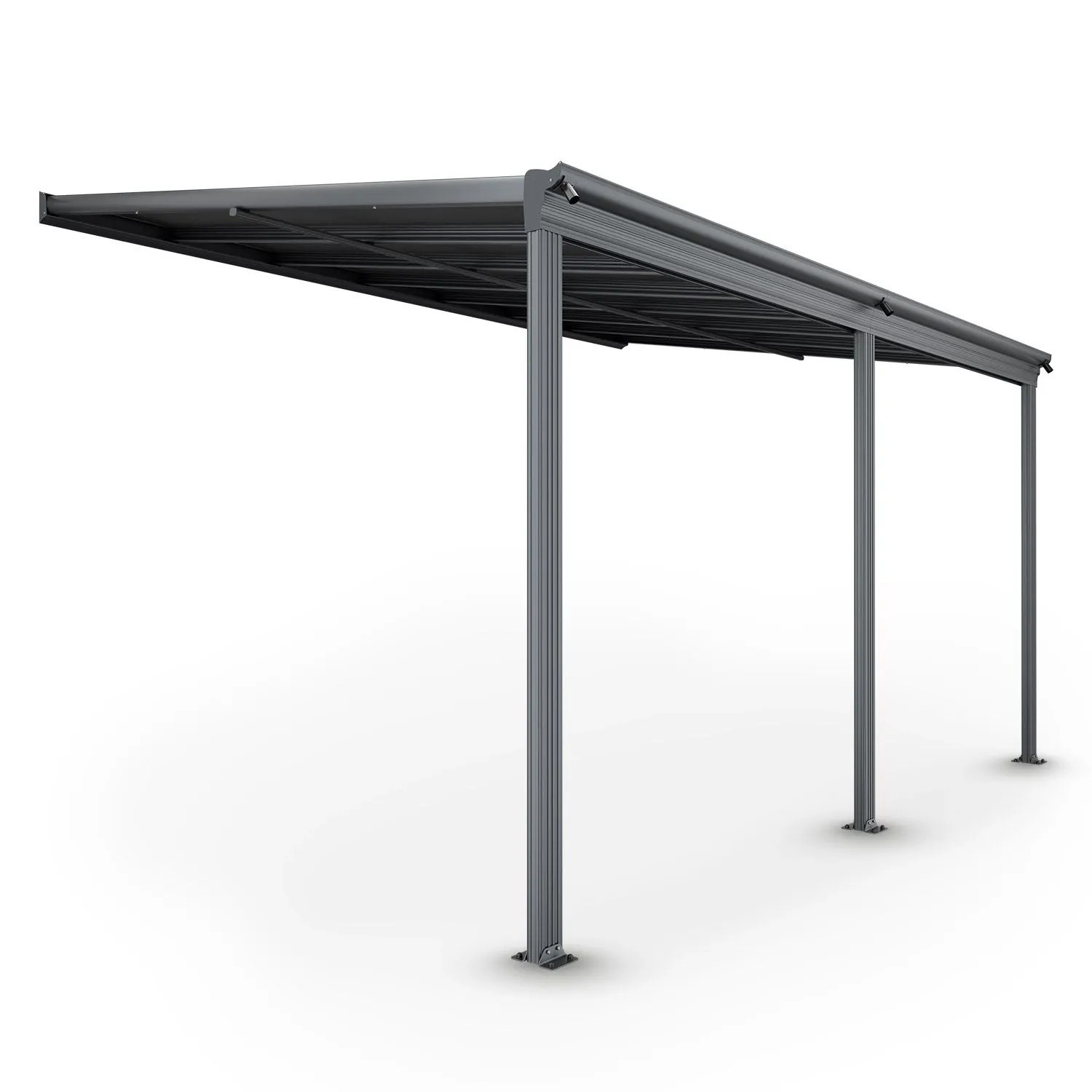 Juskys Aluminium Terrassendach Borneo 4x3m mit Doppelstegplatten in Dunkelgrau