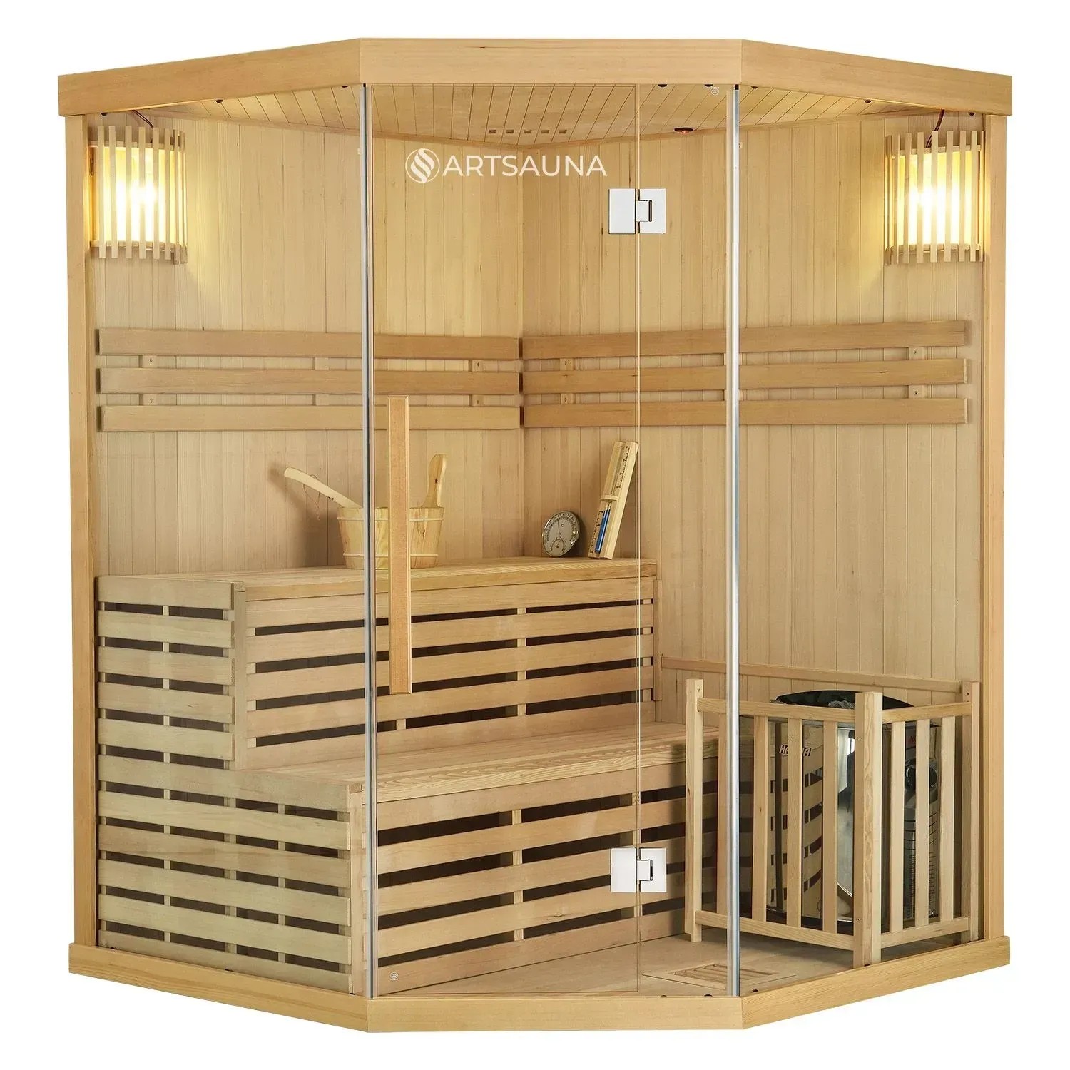 Artsauna Traditionelle Saunakabine Finnische Sauna Espoo150 Premium 150 x 150 cm 6 kW