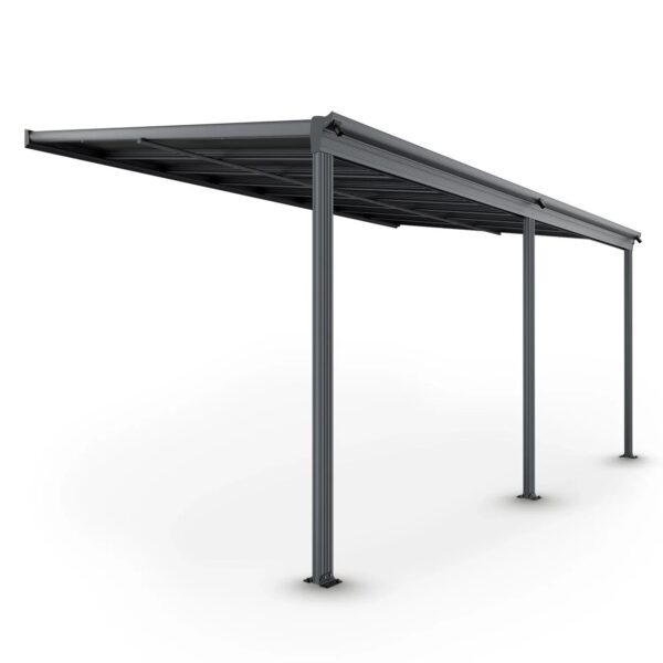 Juskys Aluminium Terrassendach Borneo 4,9x3m mit Doppelstegplatten Dunkelgrau