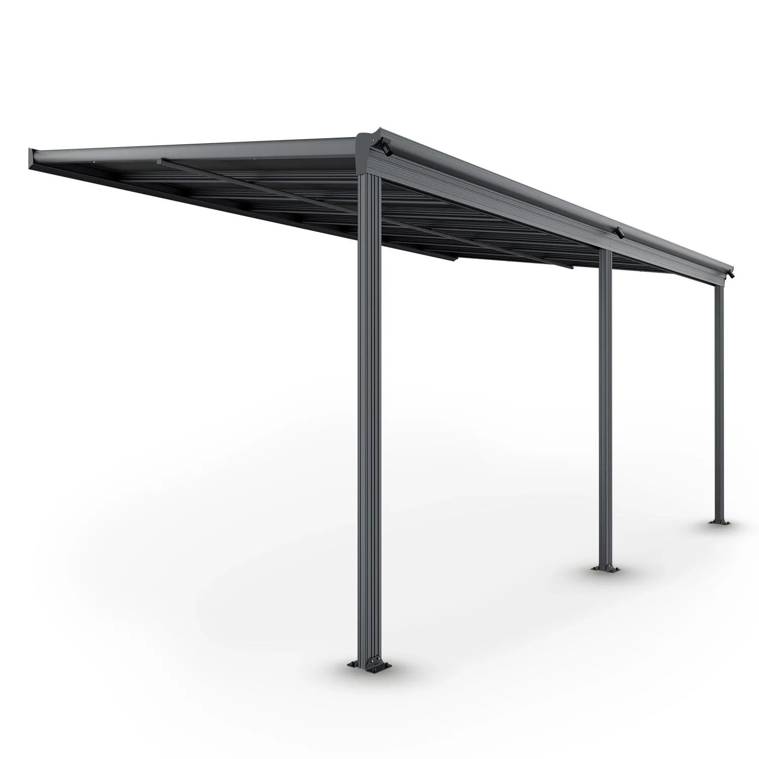 Juskys Aluminium Terrassendach Borneo 4,9x3m mit Doppelstegplatten Dunkelgrau
