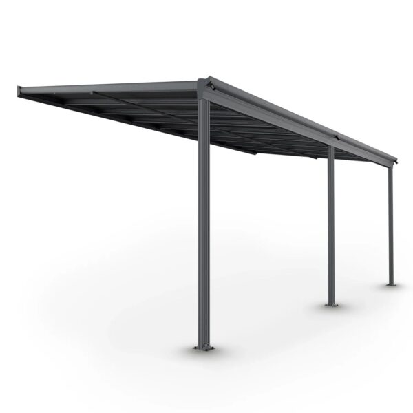 Juskys Aluminium Terrassendach Borneo 5,5x3m mit Doppelstegplatten Dunkelgrau
