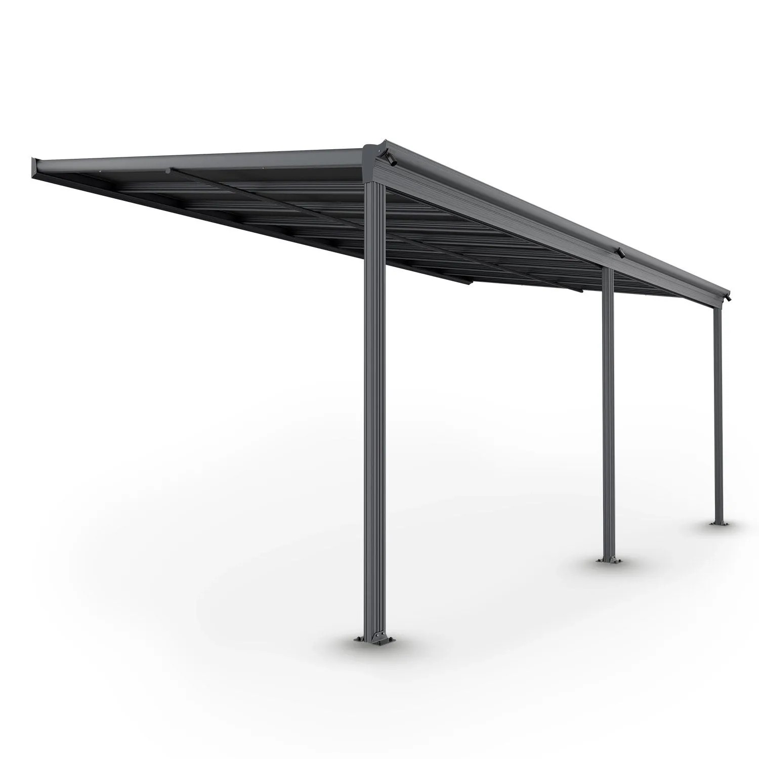 Juskys Aluminium Terrassendach Borneo 5,5x3m mit Doppelstegplatten Dunkelgrau