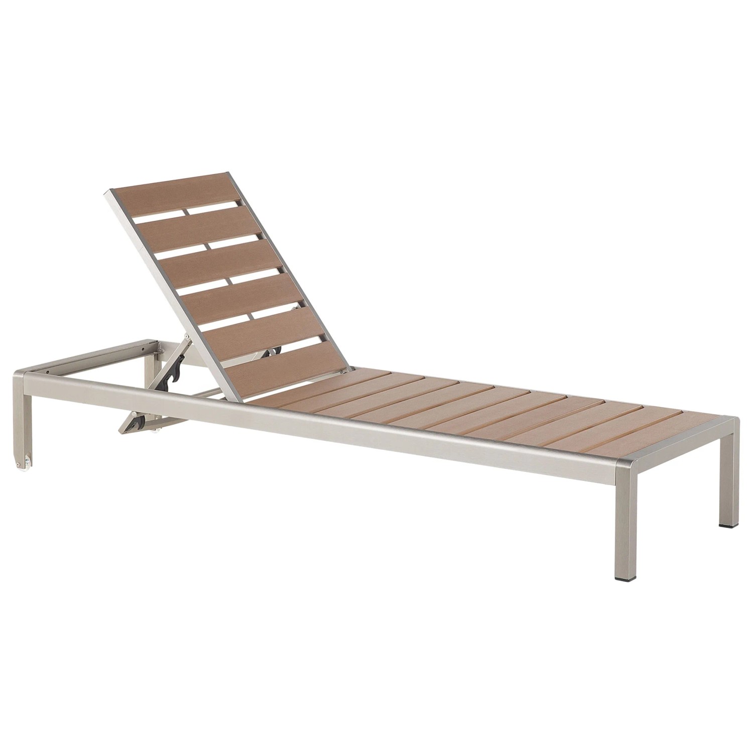 Beliani Gartenliege Heller Holzfarbton Silber 198x64x93