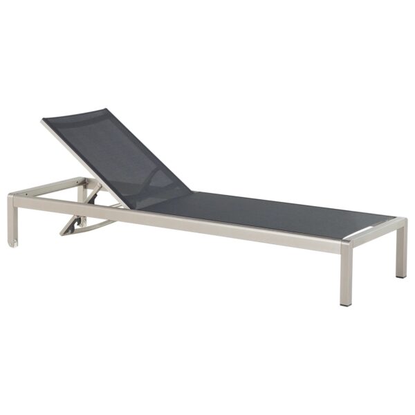 Beliani Gartenliege Schwarz Silber 198x64x93