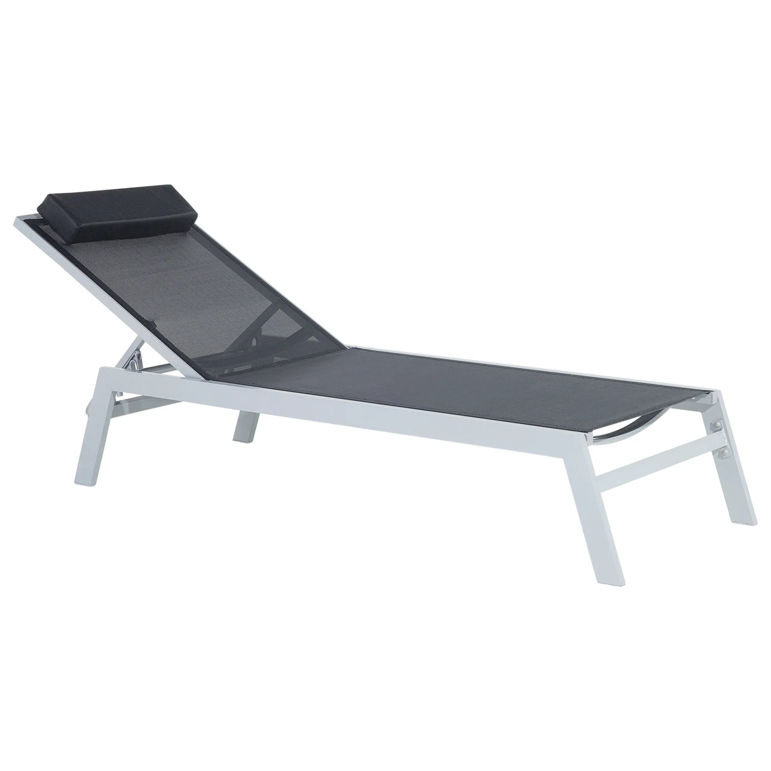 Beliani Gartenliege Schwarz Silber 155x66x103
