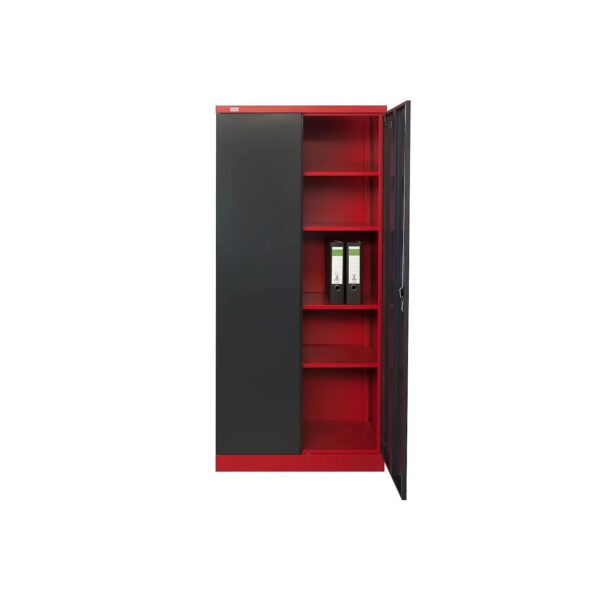 Jet-Line Stahlschrank Moskau in Anthrazit-Rot 90 x 40 x 185 cm mit Abschließbaren Türen