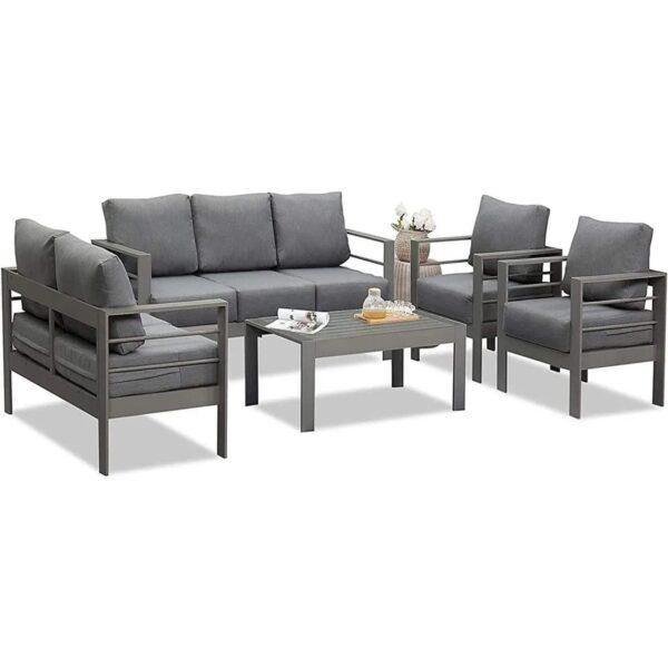 MeXo Gartenmöbel Set aus Aluminium Loungeset für 7 Personen Grau MeXo Gartenmöbel Set aus Aluminium Loungeset für 7 Personen Grau