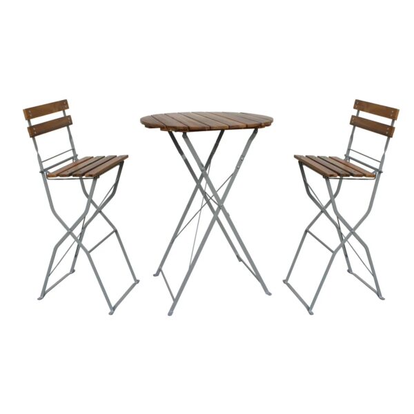 Mojawo Biergarten Tisch Klapptisch Stehtisch klappbar Akazie Stahl Ø80 cm