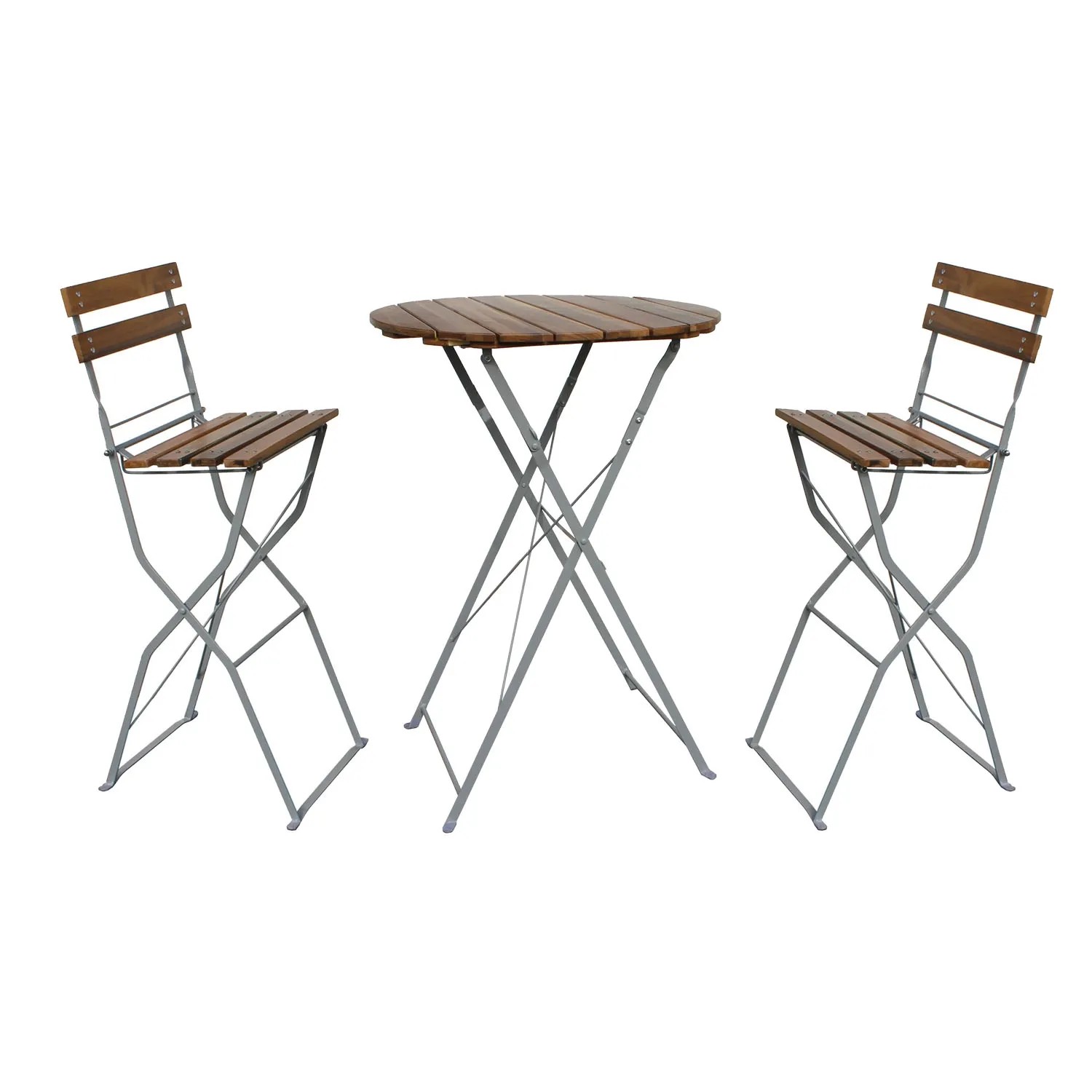Mojawo Biergarten Tisch Klapptisch Stehtisch klappbar Akazie Stahl Ø80 cm