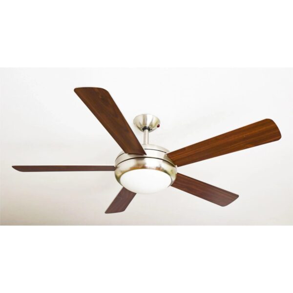 AIRERYDER Deckenventilator Ursa Nickel Gebürstet Flügel Silber - Nussbaum mit Beleuchtung und Fernbedienung