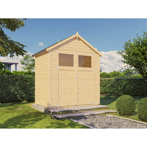 Bertilo Holz-Gartenhaus Sylt 1 natur Satteldach Unbehandelt 202 cm x 132 cm