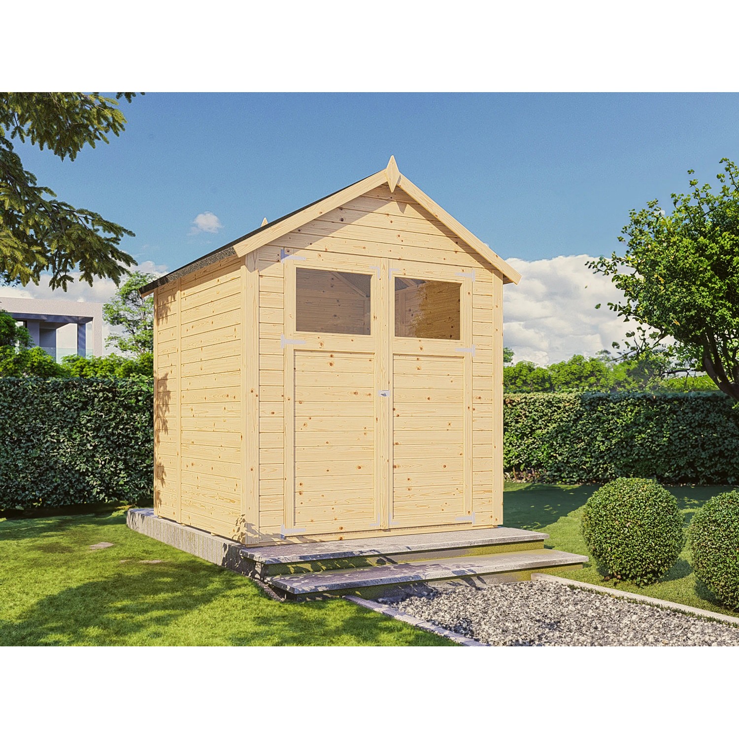 Bertilo Holz-Gartenhaus Sylt 2 natur Satteldach Unbehandelt 202 cm x 192 cm