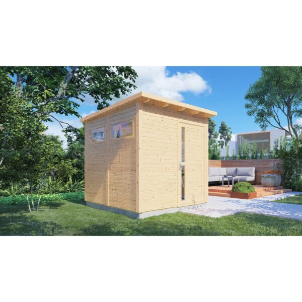 Bertilo Holz-Gartenhaus Pentus 2 Flachdach Unbehandelt 226 cm x 234 cm 5,1 m²