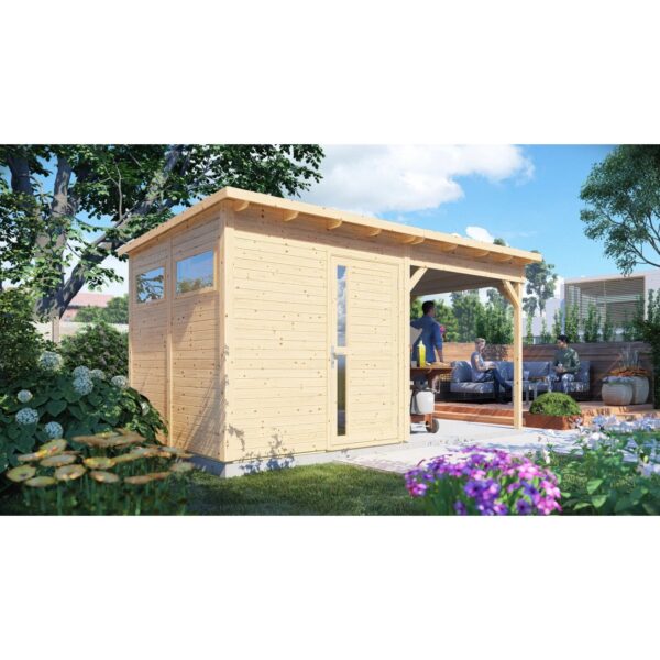 Bertilo Gartenhaus Pentus 2 Lounge 234 cm x 447 cm Natur FSC®