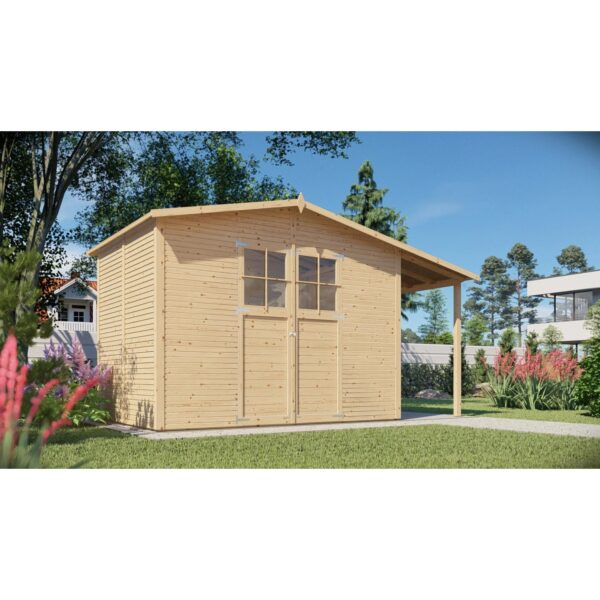 Bertilo Gerätehaus Plexi Apex 4 Plus 202 cm x 424 cm Natur FSC® Bertilo Gerätehaus Plexi Apex 4 Plus 202 cm x 424 cm Natur FSC®