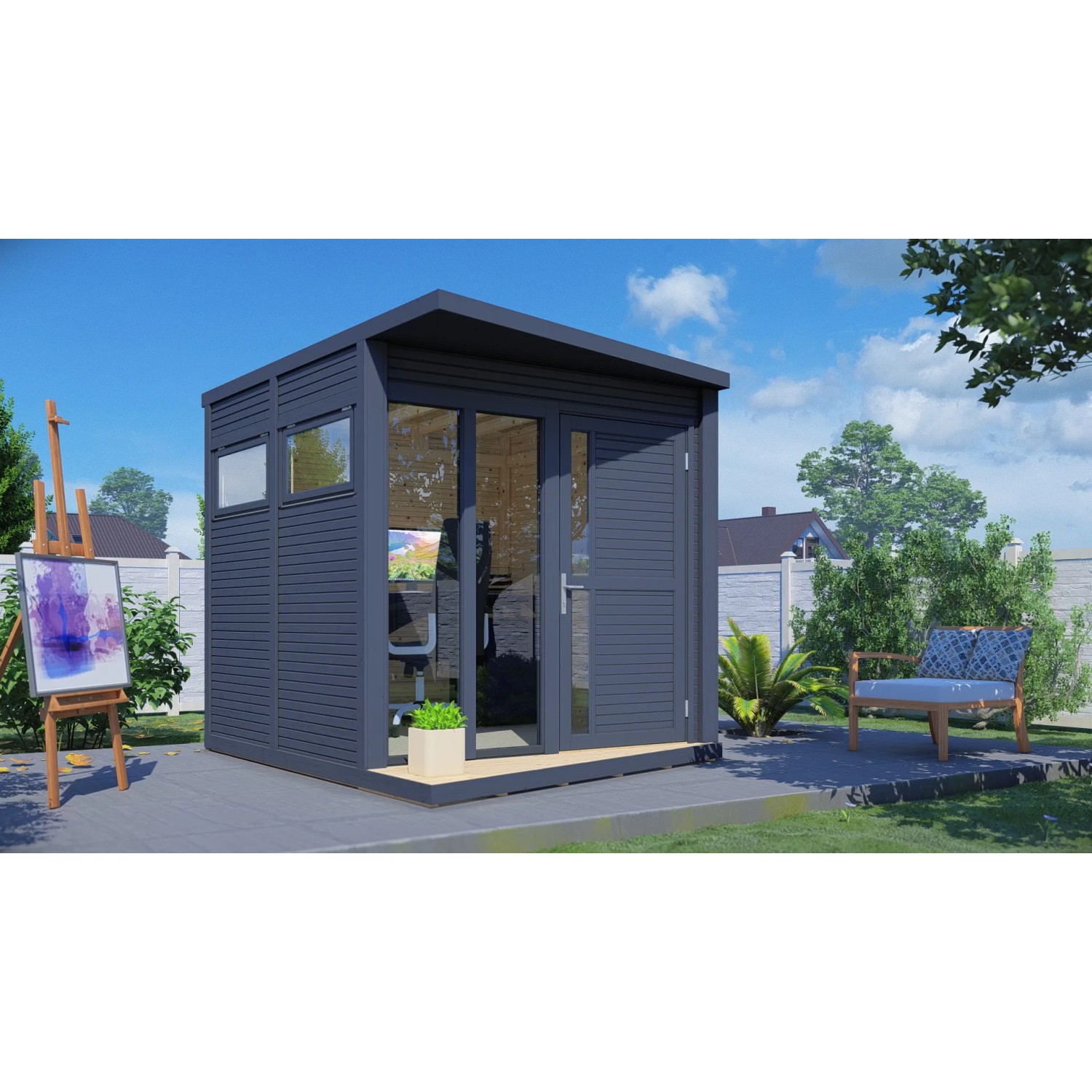 Bertilo Gartenhaus Concept Office 297 cm x 234 cm Anthrazit FSC®