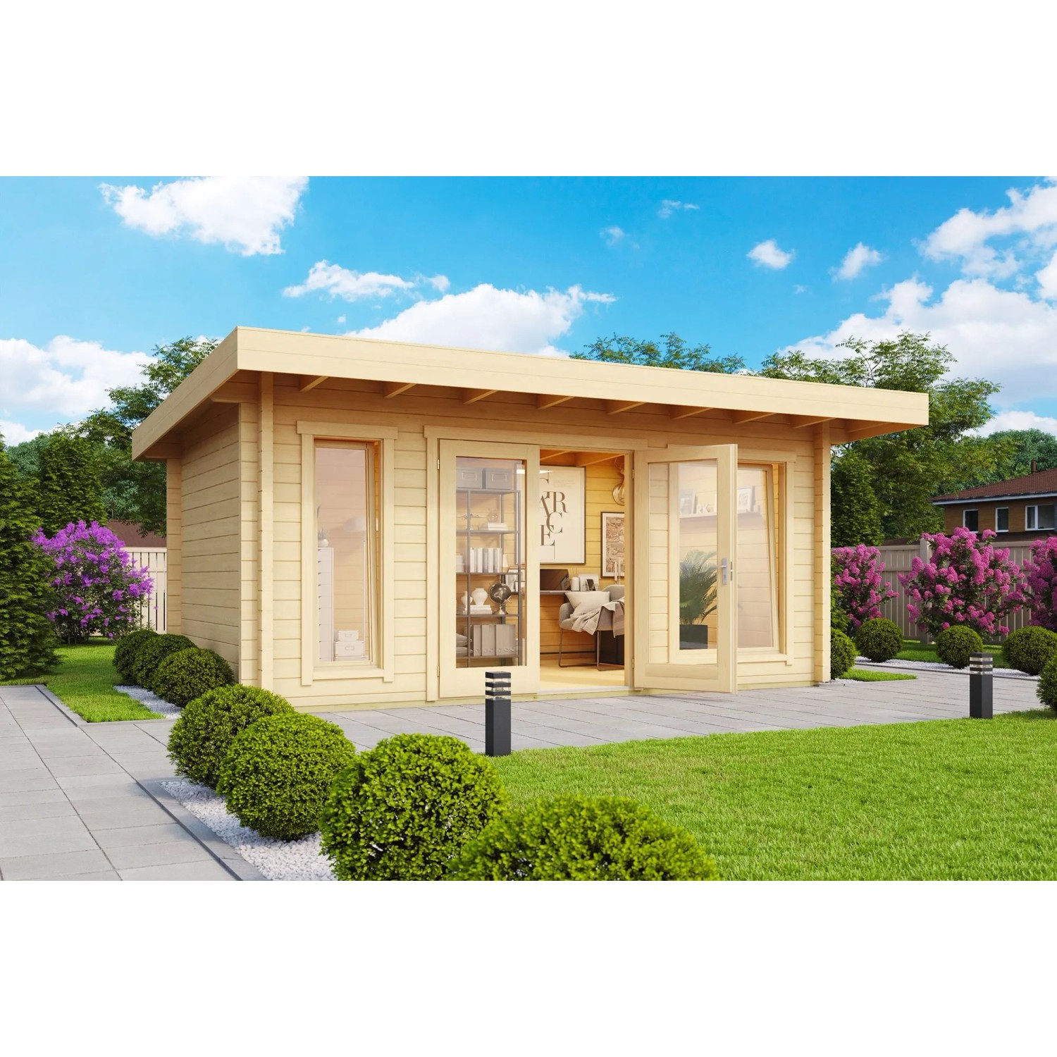 Lasita Holz-Gartenhaus Dorset 72 Flachdach Unbehandelt 450 cm x 250 cm