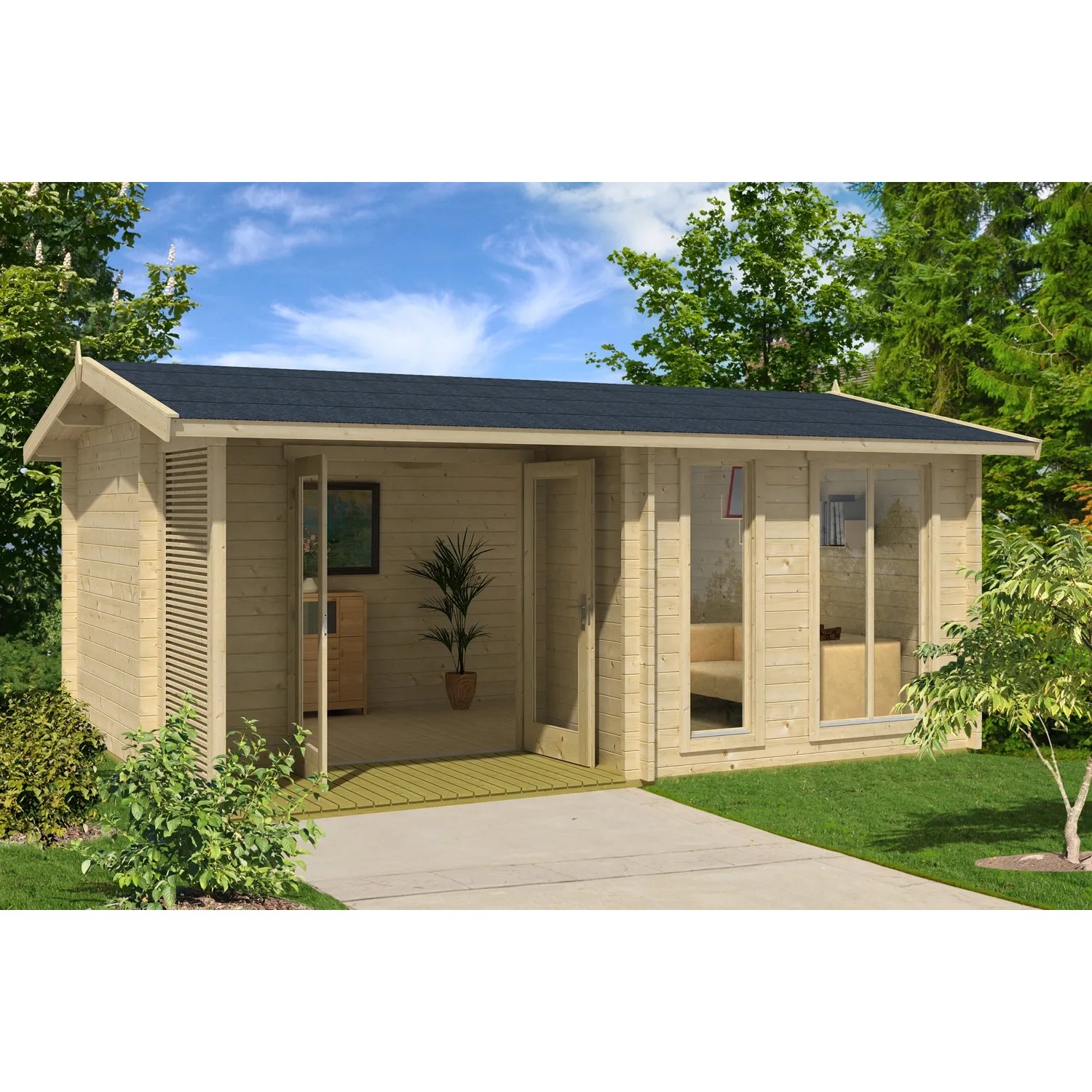 Lasita Maja Gartenhaus Brighton 44 mm Natur 520 cm x 370 cm