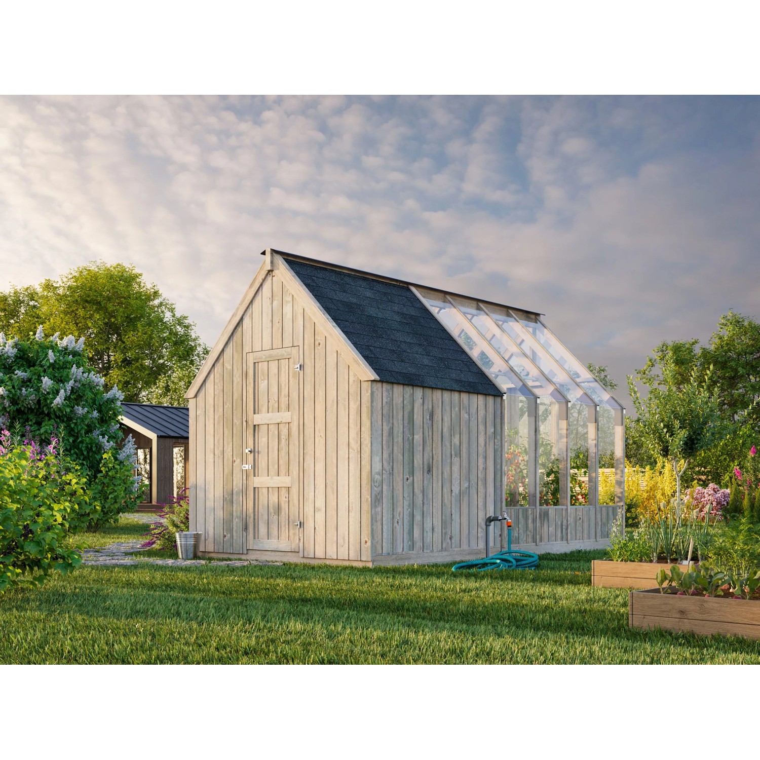 Palmako Gartenhaus Emilia 4 m² Grau Kesseldruckimprägniert