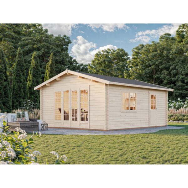 Palmako Irene Holz-Gartenhaus Natur Satteldach Unbehandelt 450 cm x 550 cm